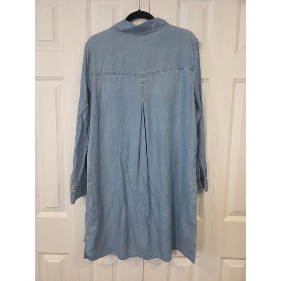 Beach Lunch Lounge Phoebe Chambray Shirt Blue Dress Pockets Large - Picture 2 of 9